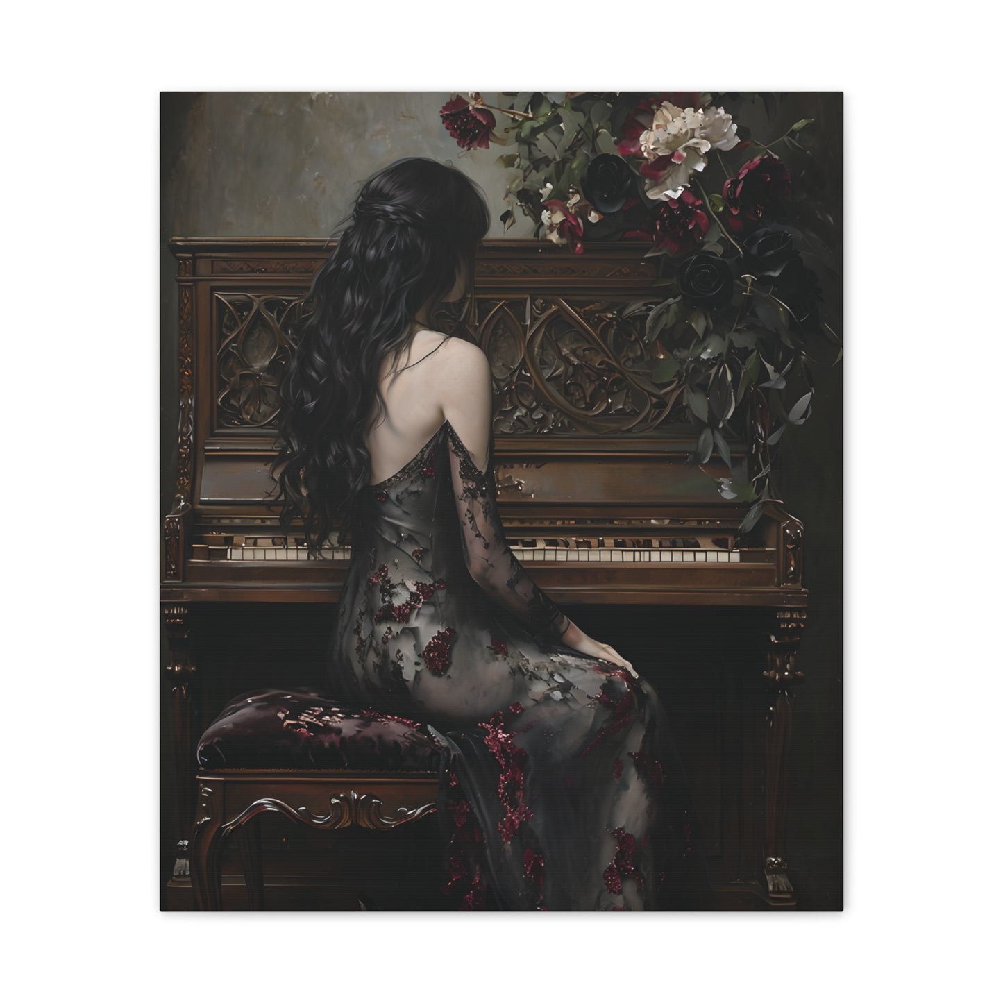 Elegant Gothic Canvas Art Print, Dark Aesthetic Wall Decor, Ideal for Music Lovers, Vintage Home Decor, Perfect Gift for Art Enthusiasts