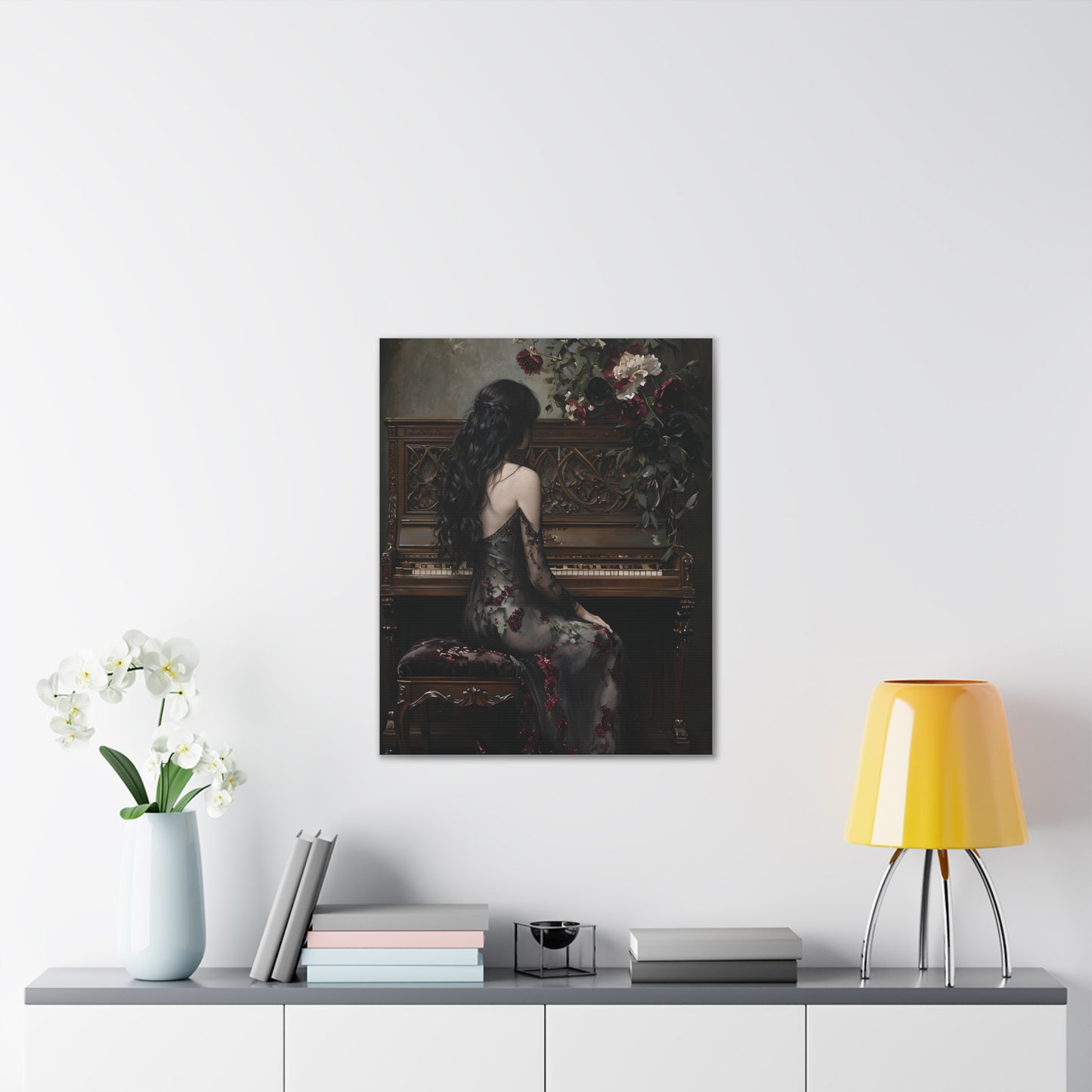 Elegant Gothic Canvas Art Print, Dark Aesthetic Wall Decor, Ideal for Music Lovers, Vintage Home Decor, Perfect Gift for Art Enthusiasts