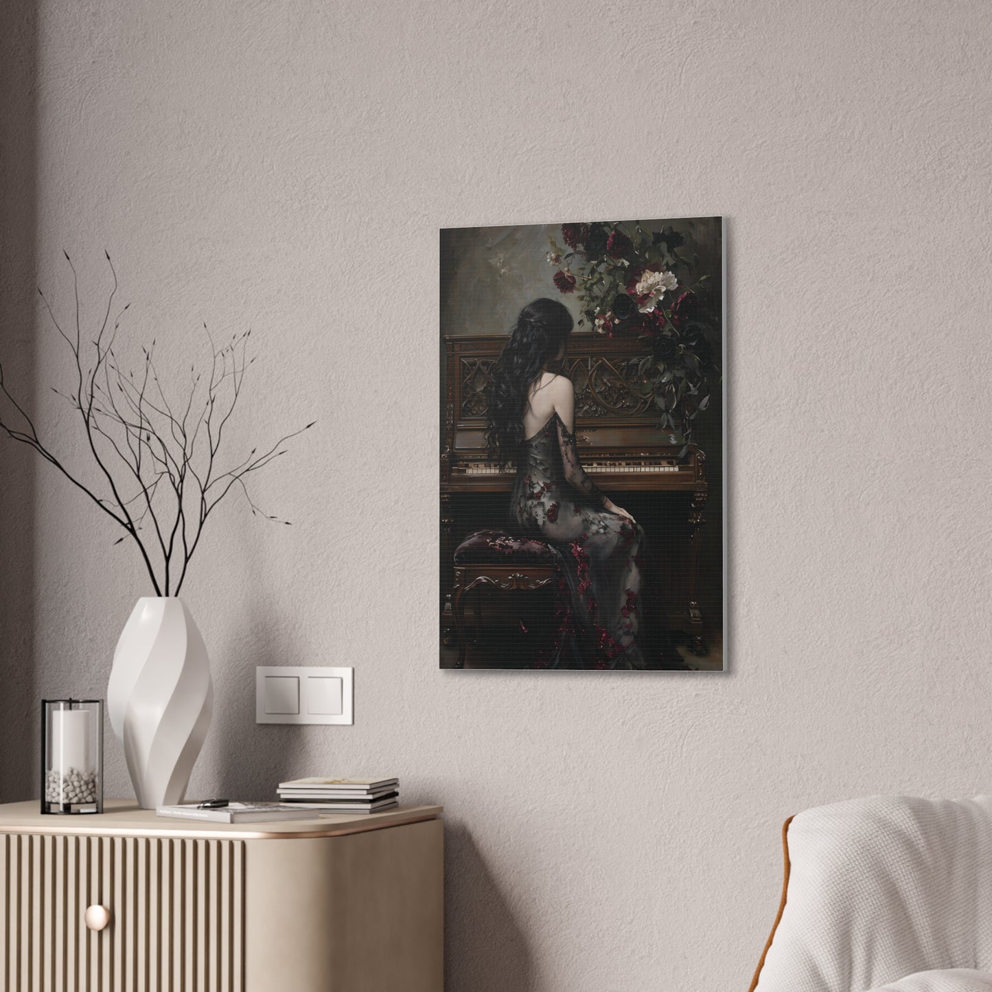 Elegant Gothic Canvas Art Print, Dark Aesthetic Wall Decor, Ideal for Music Lovers, Vintage Home Decor, Perfect Gift for Art Enthusiasts