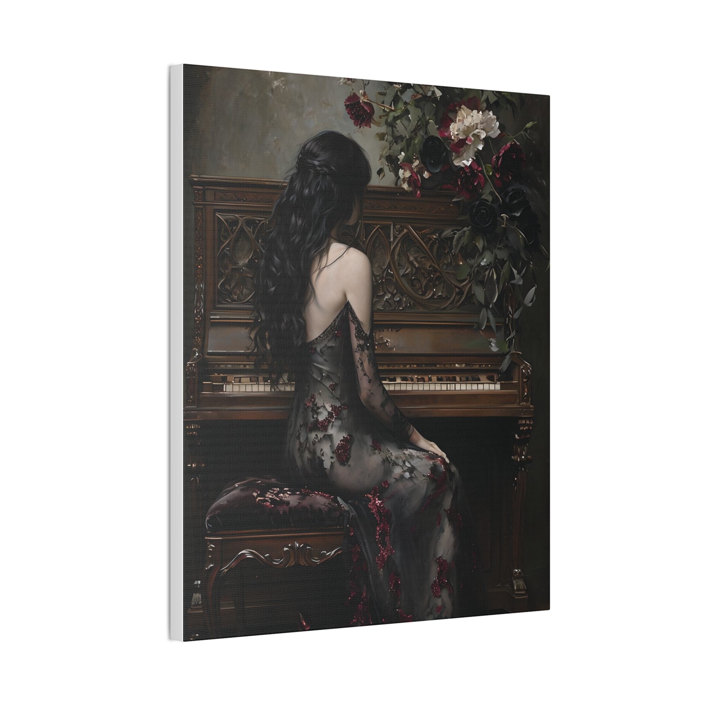 Elegant Gothic Canvas Art Print, Dark Aesthetic Wall Decor, Ideal for Music Lovers, Vintage Home Decor, Perfect Gift for Art Enthusiasts