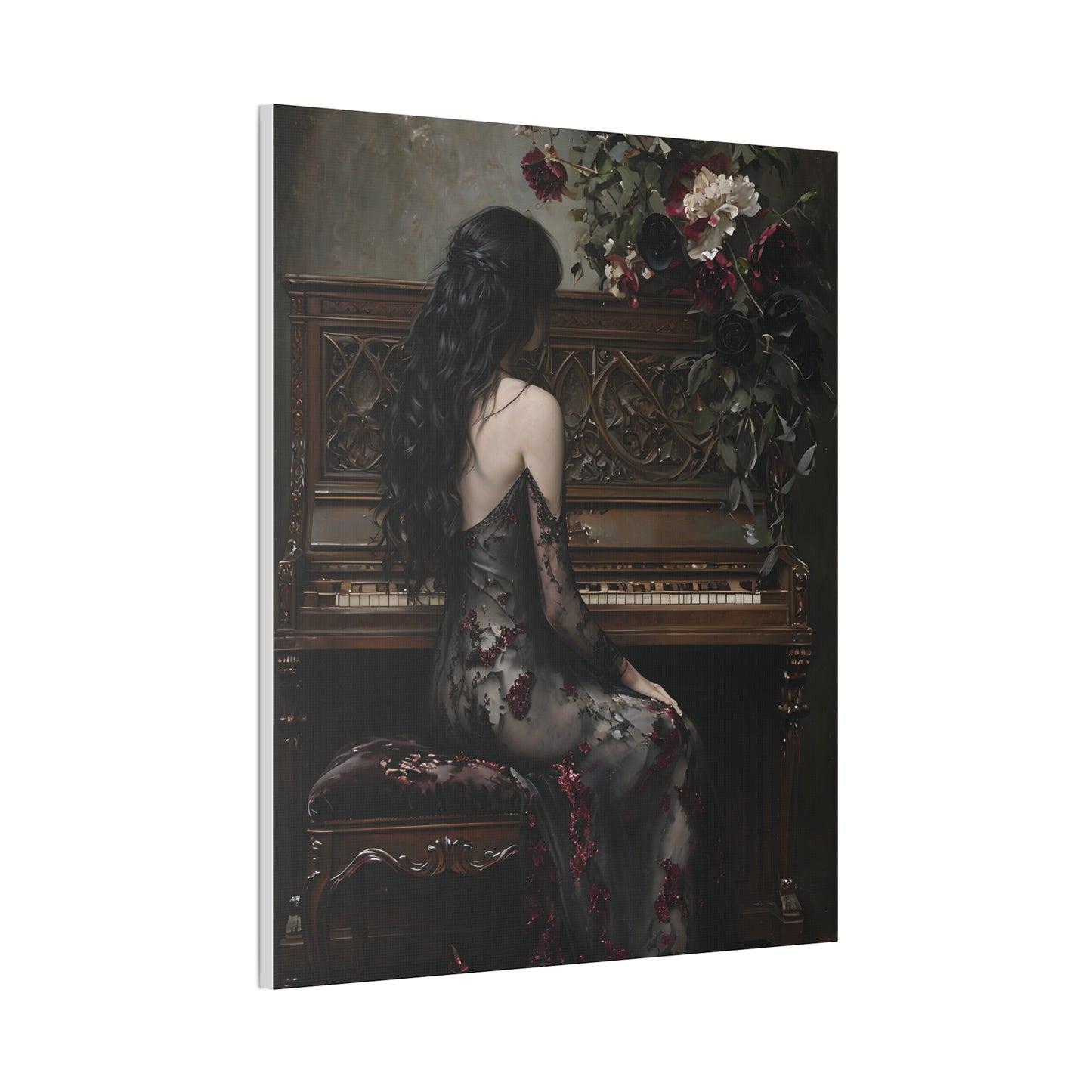 Elegant Gothic Canvas Art Print, Dark Aesthetic Wall Decor, Ideal for Music Lovers, Vintage Home Decor, Perfect Gift for Art Enthusiasts