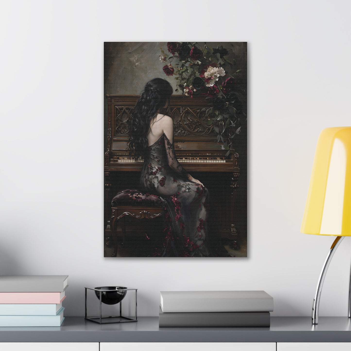 Elegant Gothic Canvas Art Print, Dark Aesthetic Wall Decor, Ideal for Music Lovers, Vintage Home Decor, Perfect Gift for Art Enthusiasts