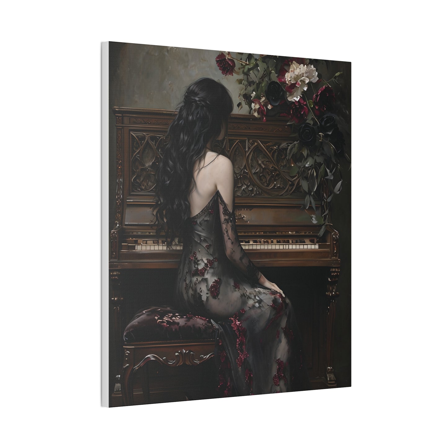 Elegant Gothic Canvas Art Print, Dark Aesthetic Wall Decor, Ideal for Music Lovers, Vintage Home Decor, Perfect Gift for Art Enthusiasts