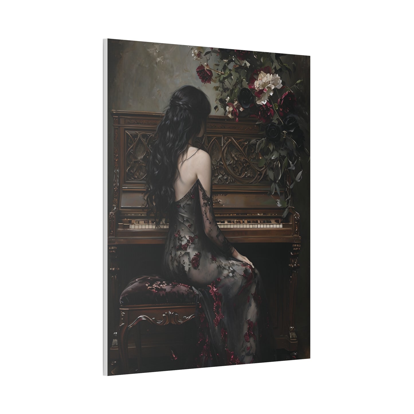 Elegant Gothic Canvas Art Print, Dark Aesthetic Wall Decor, Ideal for Music Lovers, Vintage Home Decor, Perfect Gift for Art Enthusiasts