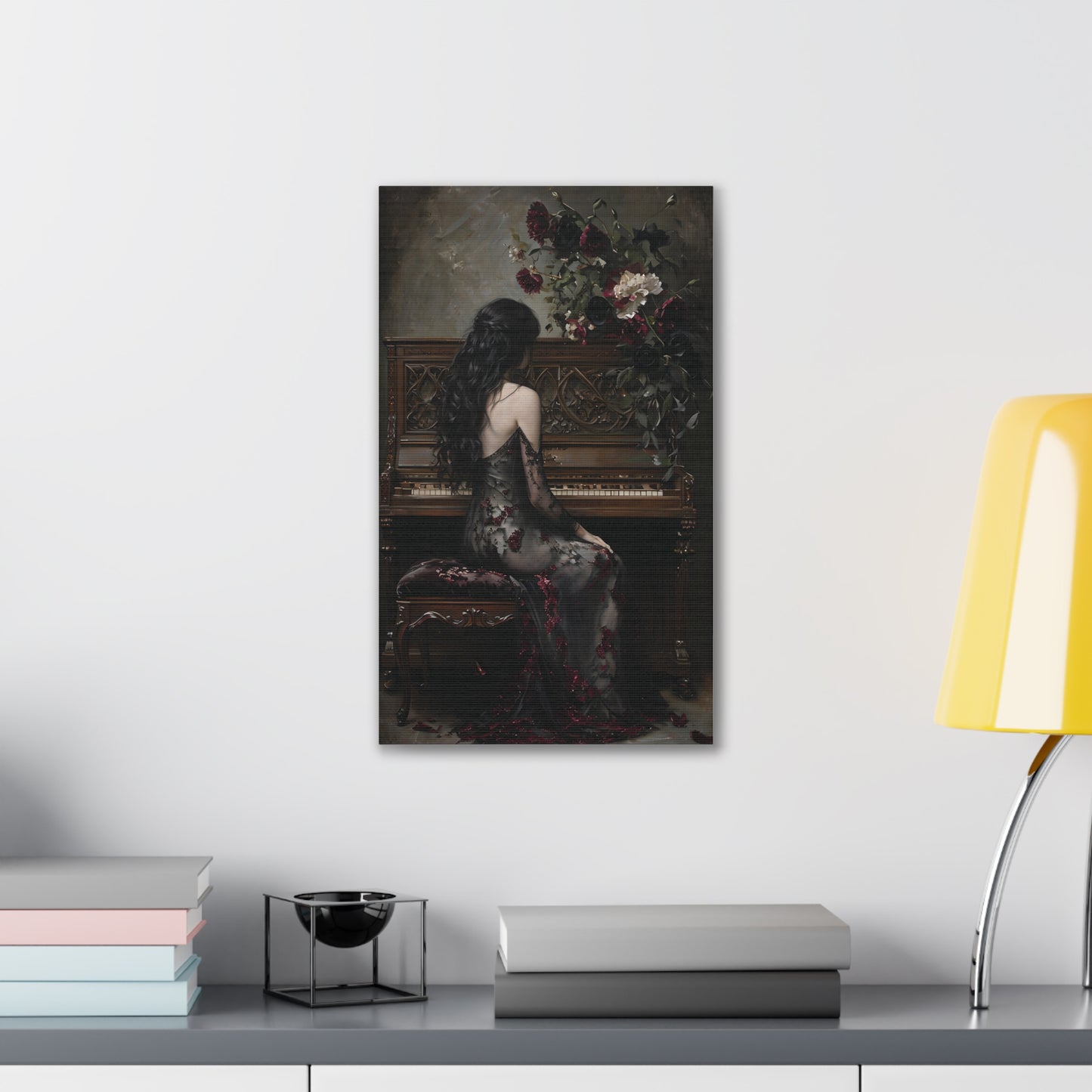 Elegant Gothic Canvas Art Print, Dark Aesthetic Wall Decor, Ideal for Music Lovers, Vintage Home Decor, Perfect Gift for Art Enthusiasts