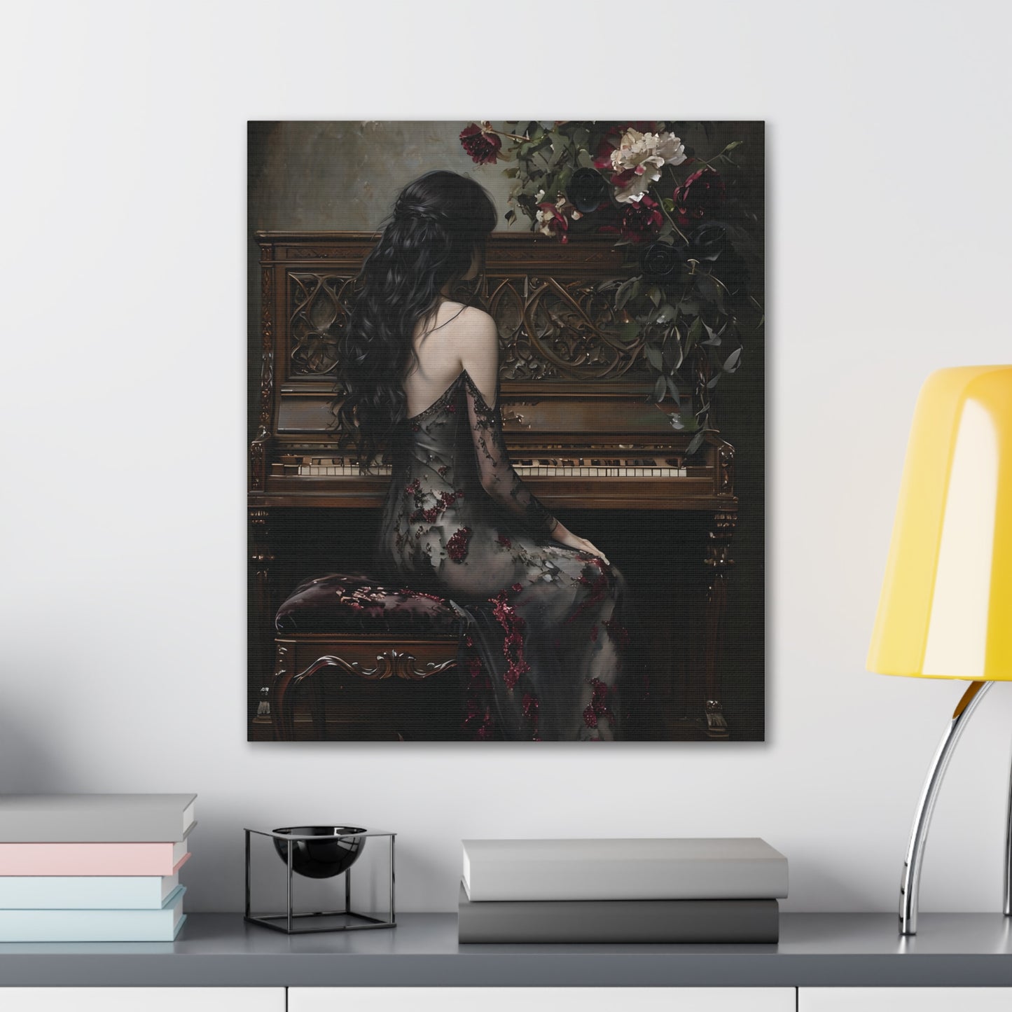 Elegant Gothic Canvas Art Print, Dark Aesthetic Wall Decor, Ideal for Music Lovers, Vintage Home Decor, Perfect Gift for Art Enthusiasts