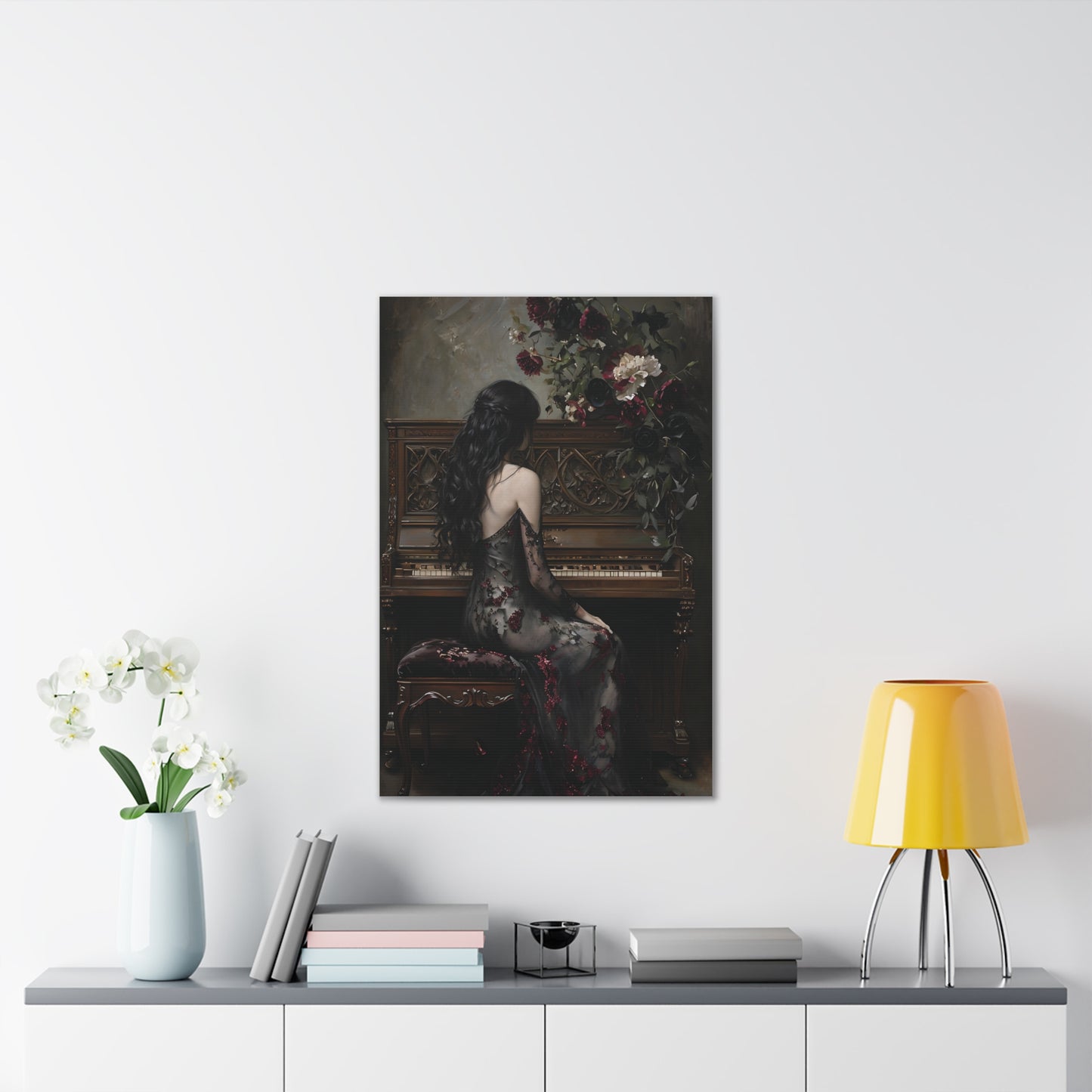 Elegant Gothic Canvas Art Print, Dark Aesthetic Wall Decor, Ideal for Music Lovers, Vintage Home Decor, Perfect Gift for Art Enthusiasts