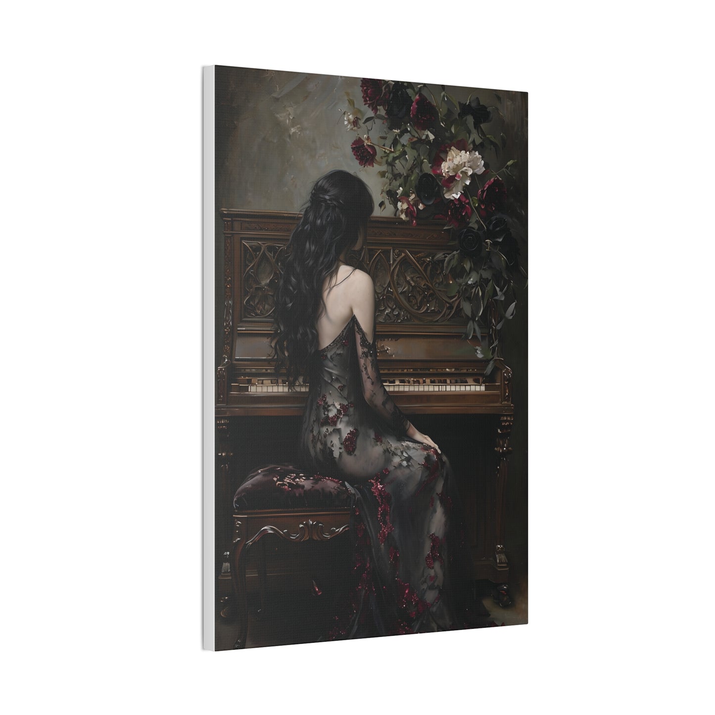 Elegant Gothic Canvas Art Print, Dark Aesthetic Wall Decor, Ideal for Music Lovers, Vintage Home Decor, Perfect Gift for Art Enthusiasts