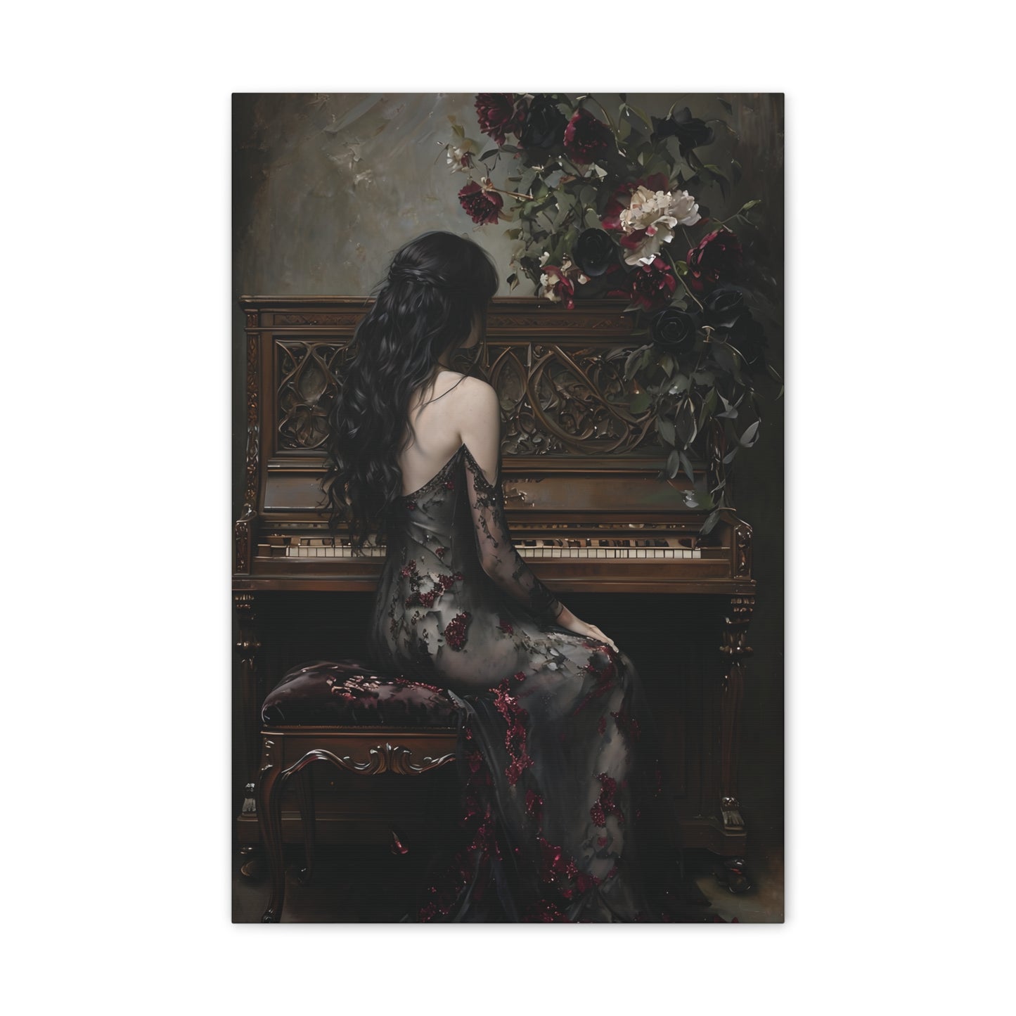 Elegant Gothic Canvas Art Print, Dark Aesthetic Wall Decor, Ideal for Music Lovers, Vintage Home Decor, Perfect Gift for Art Enthusiasts