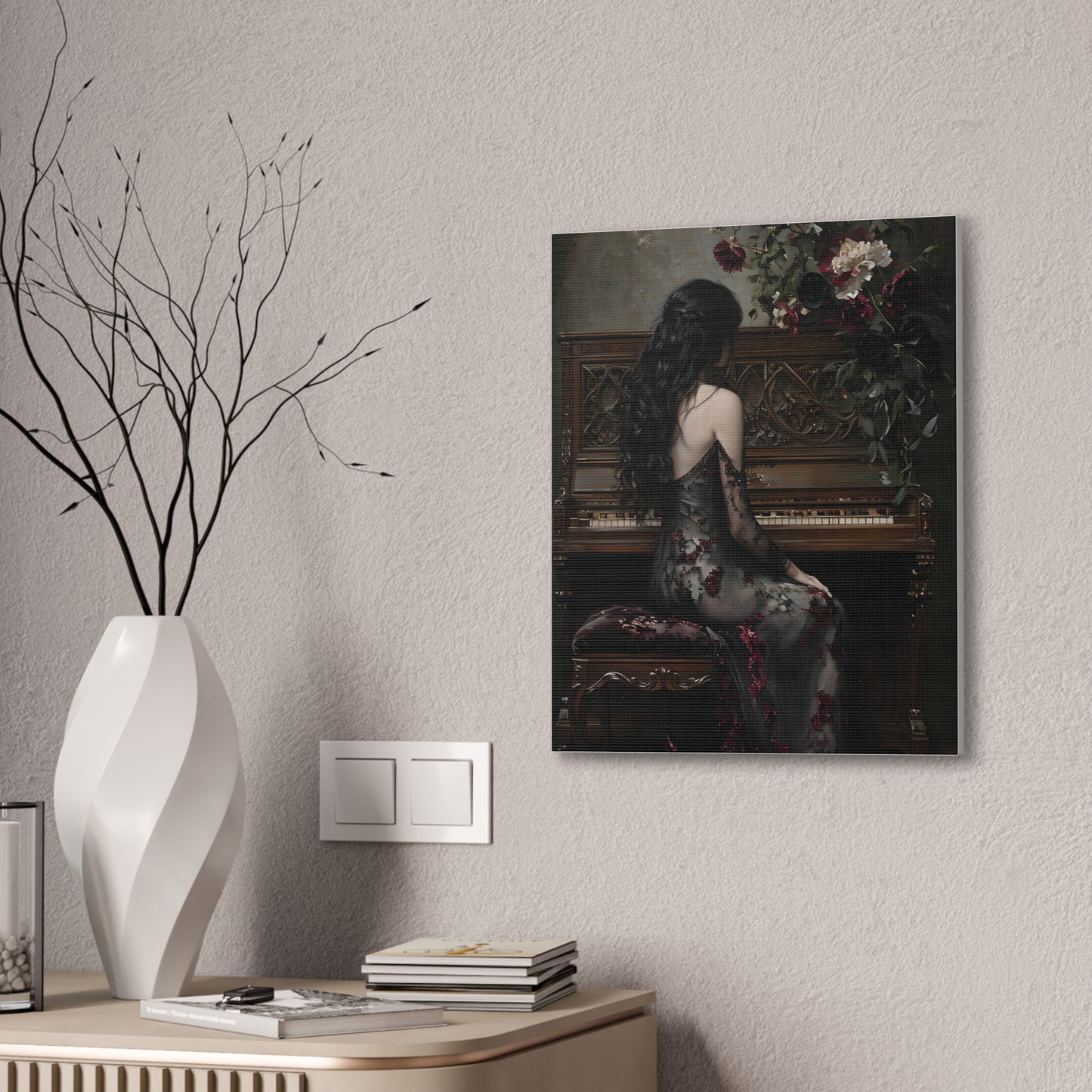 Elegant Gothic Canvas Art Print, Dark Aesthetic Wall Decor, Ideal for Music Lovers, Vintage Home Decor, Perfect Gift for Art Enthusiasts