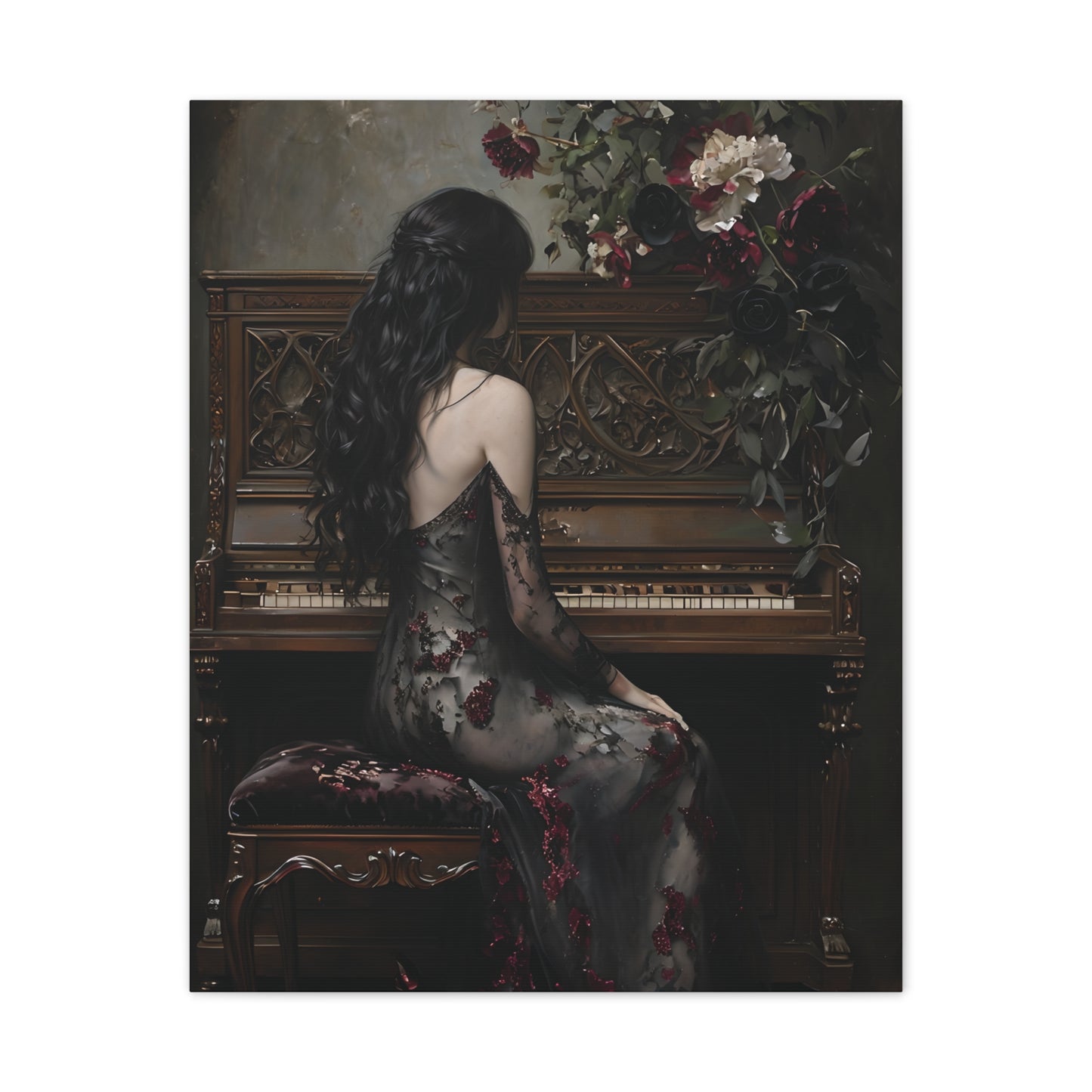 Elegant Gothic Canvas Art Print, Dark Aesthetic Wall Decor, Ideal for Music Lovers, Vintage Home Decor, Perfect Gift for Art Enthusiasts