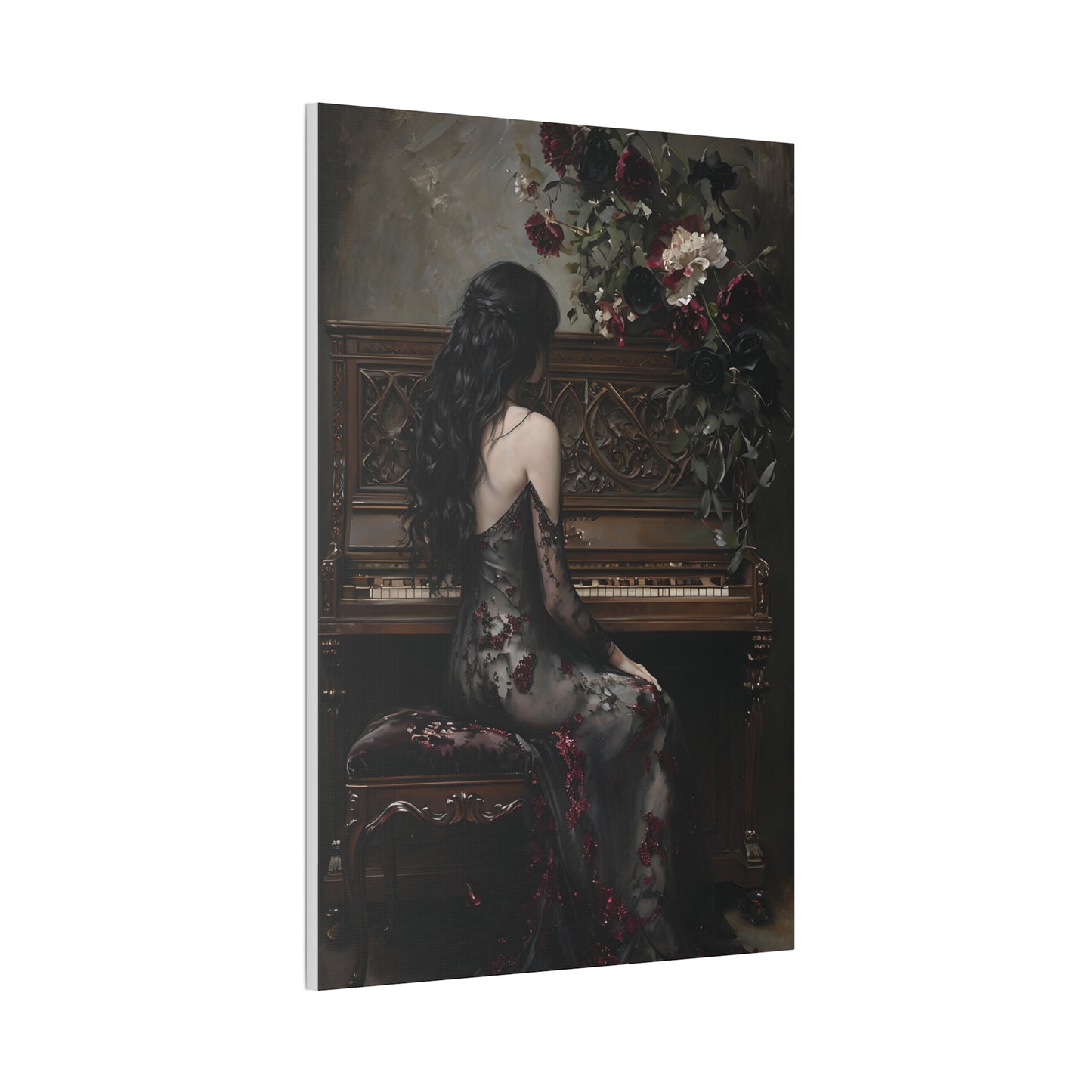 Elegant Gothic Canvas Art Print, Dark Aesthetic Wall Decor, Ideal for Music Lovers, Vintage Home Decor, Perfect Gift for Art Enthusiasts