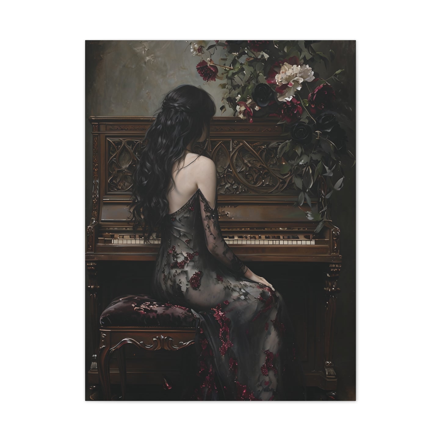Elegant Gothic Canvas Art Print, Dark Aesthetic Wall Decor, Ideal for Music Lovers, Vintage Home Decor, Perfect Gift for Art Enthusiasts