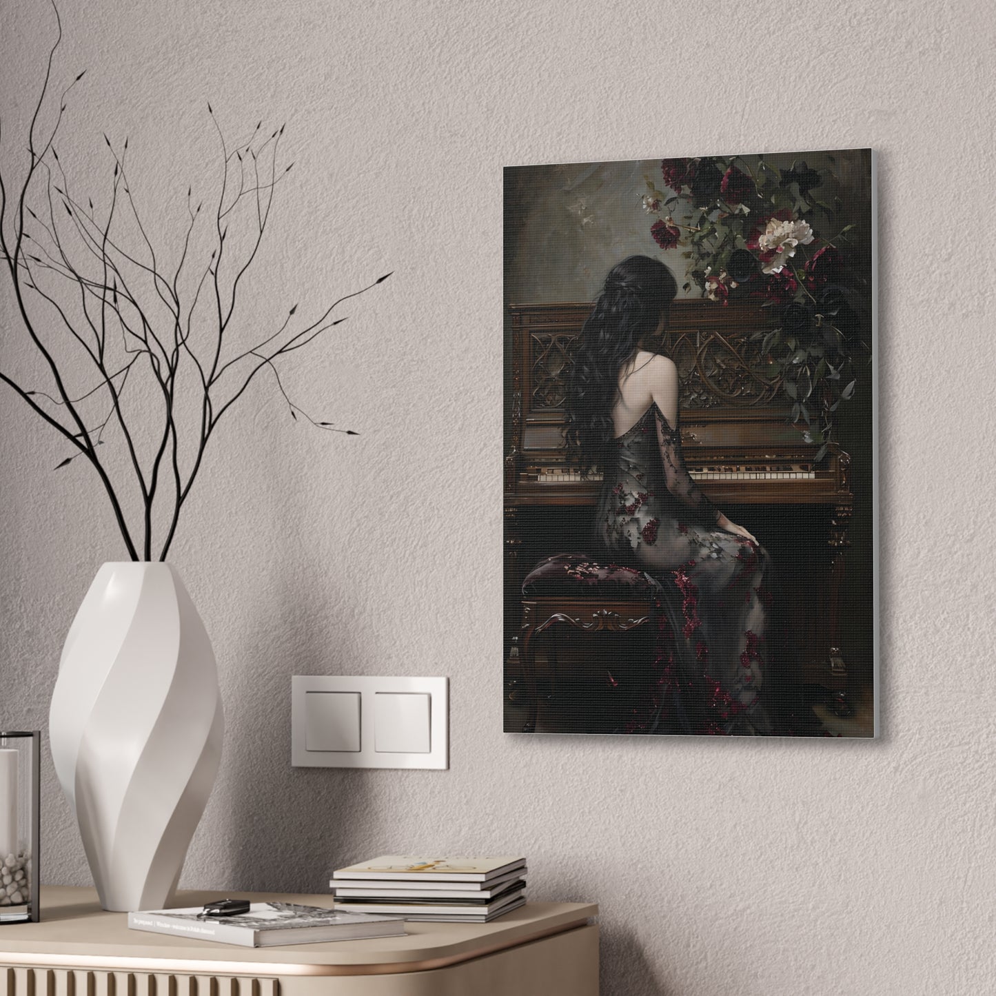 Elegant Gothic Canvas Art Print, Dark Aesthetic Wall Decor, Ideal for Music Lovers, Vintage Home Decor, Perfect Gift for Art Enthusiasts